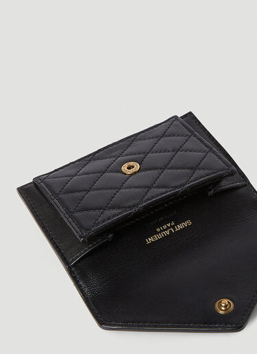 Saint Laurent 绗缝徽标铭牌钱包 黑色 sla0251064