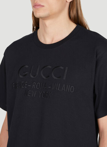 Gucci 徽标刺绣 T 恤 黑色 guc0154017