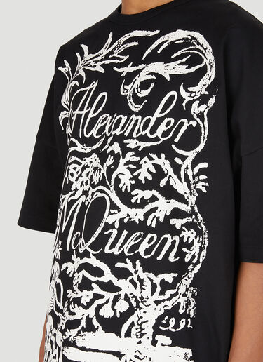 Alexander McQueen 스켈레톤 로고 프린트 티셔츠 블랙 amq0148010