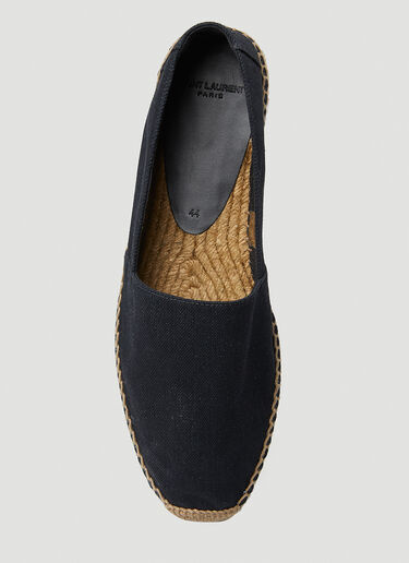 Saint Laurent Monogram 刺绣麻底平底鞋 黑 sla0149027