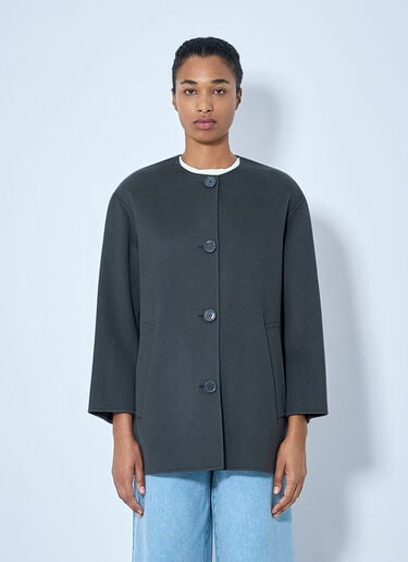 LN-CC® - Max Mara: Minimalist Wool Coat with Scarf - Dark Grey Max Mara Minimalist Wool Coat with Scarf Dark Grey max0265228
