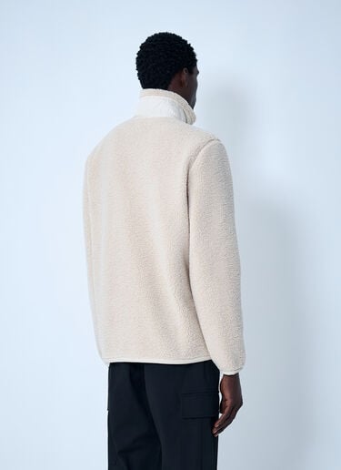 Moncler Teddy Fleece Zip-Up Sweatshirt Beige mon0162032