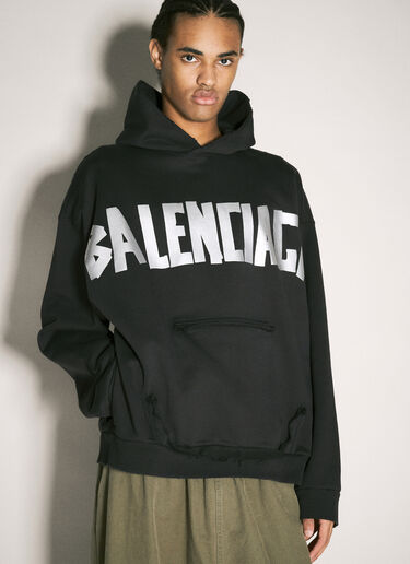 Tape Hooded Sweatshirt Balenciaga Tape Hooded Sweatshirt Black bal0158010