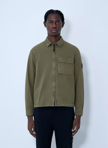 Stone Island Logo Patch Overshirt Green sto0164042