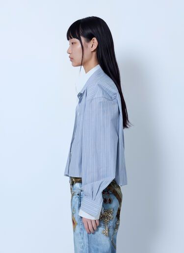 LN-CC® - Acne Studios: Striped Cropped Shirt - Blue Acne Studios Striped Cropped Shirt Blue acn0265068