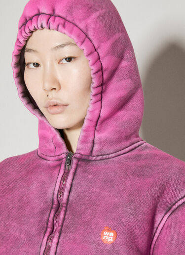 Alexander Wang Shrunken Zip-Up Hooded Sweatshirt Pink awg0255015