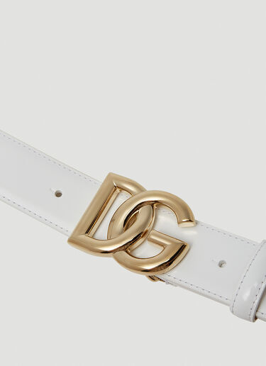 Dolce & Gabbana Logo Plaque Belt White dol0249097