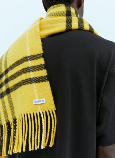 Burberry 格纹羊毛羊绒围巾 黄色 bur0354003