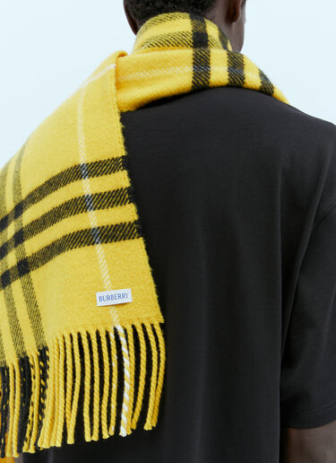 Burberry チェックウールカシミアスカーフ イエロー bur0354003