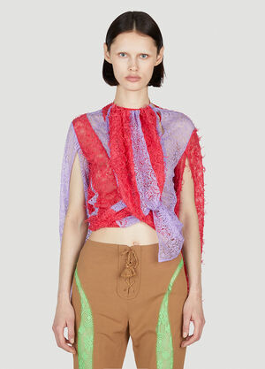 Kiko Kostadinov Lace Draped Top Red kko0252004