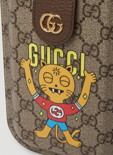 Gucci GG キャットプリントスマホケース ブラウン guc0150264