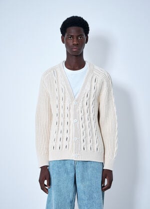Lacoste Cable Knit Cardigan White lac0164014