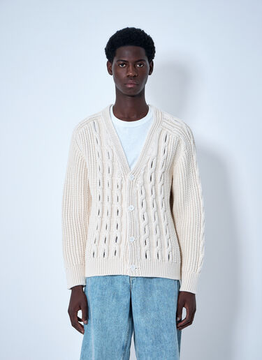 Lacoste Cable Knit Cardigan White lac0164014