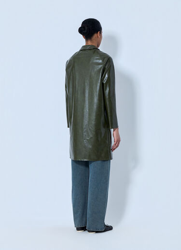 MM6 Maison Margiela Faux-Leather Button-Up Coat Green mmm0264050