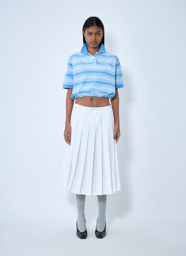 Prada Striped Polo Shirt with Drawstring Hem Blue pra0264038