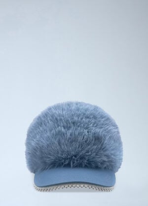 Lovett Faux Fur Snowball Baseball Cap Blue lov0357002