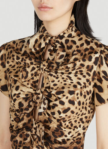Dolce & Gabbana Leopard Print Bow Top Brown dol0251005