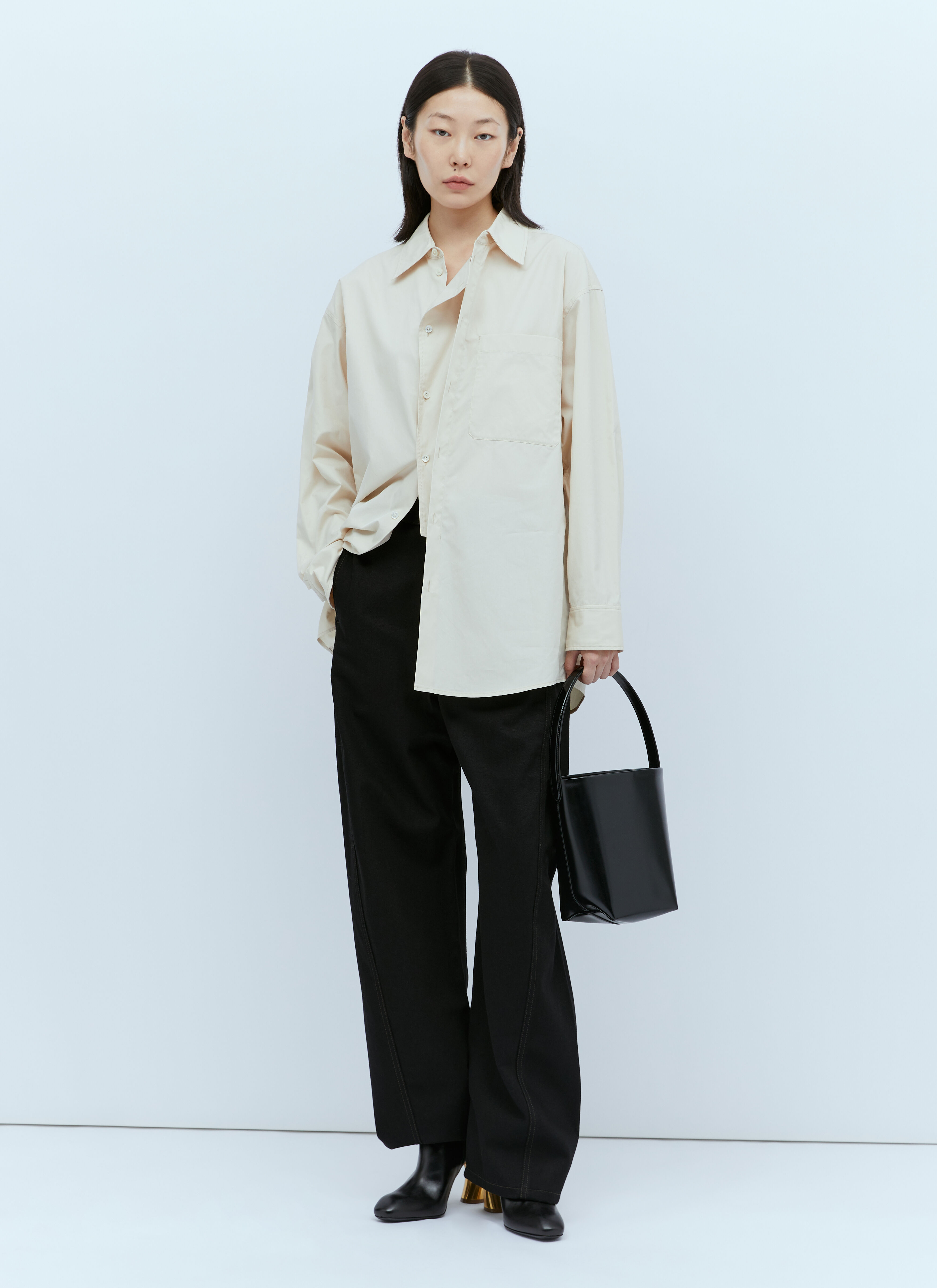 Lemaire Oversized Long Sleeve Shirt Beige lem0256002