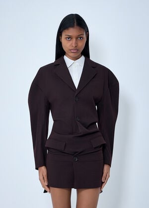 Issey Miyake Tailored Blazer Mini Dress Brown ism0263003