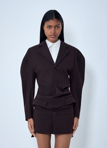 Issey Miyake Tailored Blazer Mini Dress Brown ism0263003