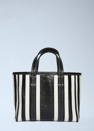 Balenciaga Barbes East West Shopper Tote Striped Leather Medium Black bal0246038