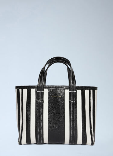 Balenciaga Barbes East West Shopper Tote Striped Leather Medium Black bal0246038