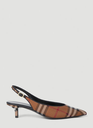 Burberry Check Kitten Heel Shoes Brown bur0252026