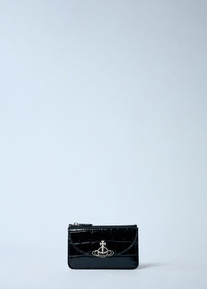 Vivienne Westwood Half Moon Croc-Embossed Card Holder Silver vvw0260029