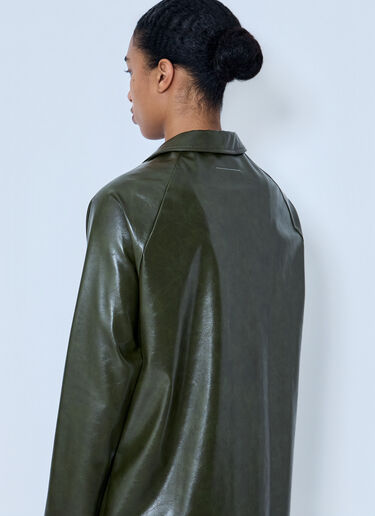 MM6 Maison Margiela Faux-Leather Button-Up Coat Green mmm0264050