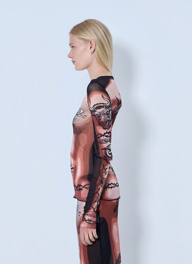 Jean Paul Gaultier Re-Edition Safe Sex Tattoo Longsleeve Top Brown jpg0264025