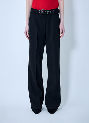 GANNI Bonded Crepe Belted Pants Black gan0263015