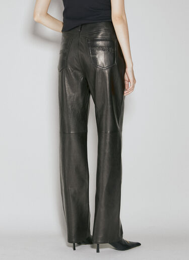 Alexander Wang Fly Leather Wide Leg Pants Black awg0253026