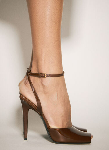 Saint Laurent Patent Leather Heels Brown sla0258008