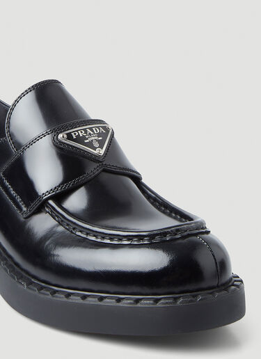 Prada Logo Plaque Loafers Black pra0248067