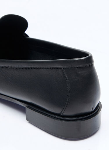 Max Mara Logo Plaque Leather Loafers Black max0257045