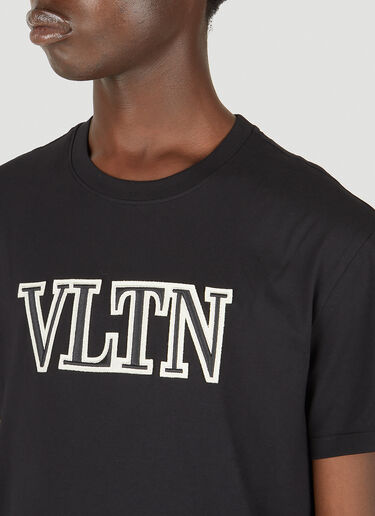Valentino VLTN 자수 면 티셔츠 블랙 val0149017