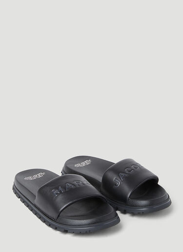 Marc Jacobs Embossed Logo Leather Slides Black mcj0251017