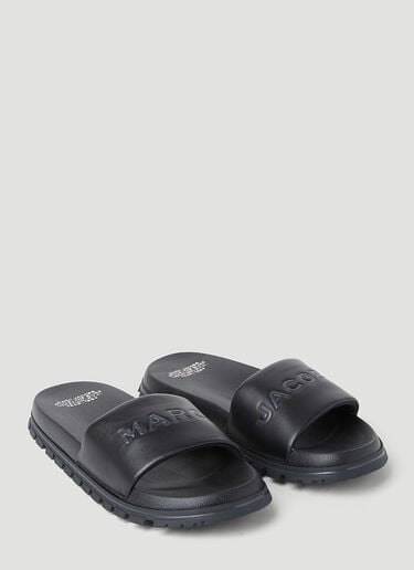 Marc Jacobs 엠보싱 로고 가죽 슬라이드 블랙 mcj0251017