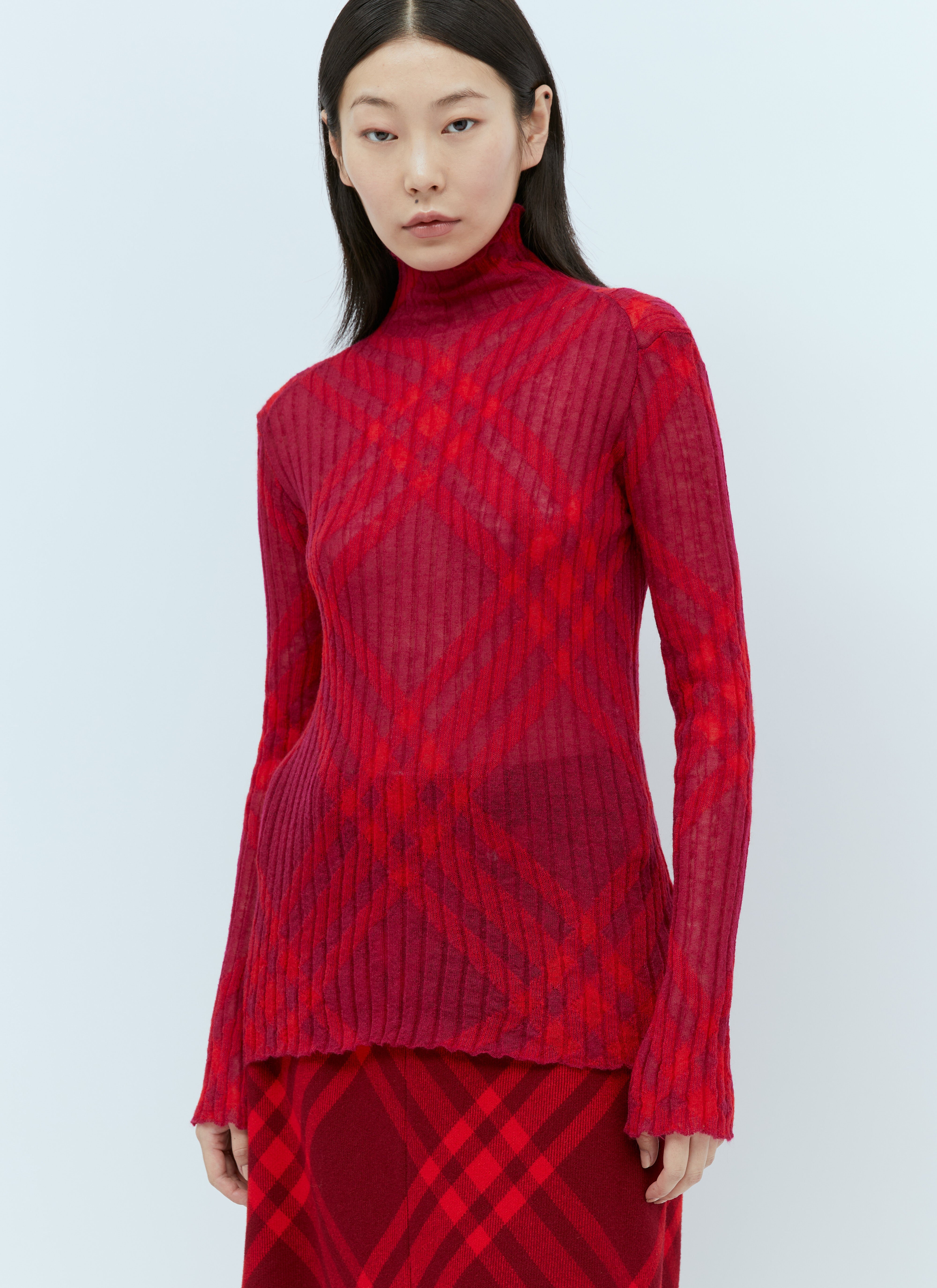 Burberry Check Mohair Blend Sweater Red bur0254010