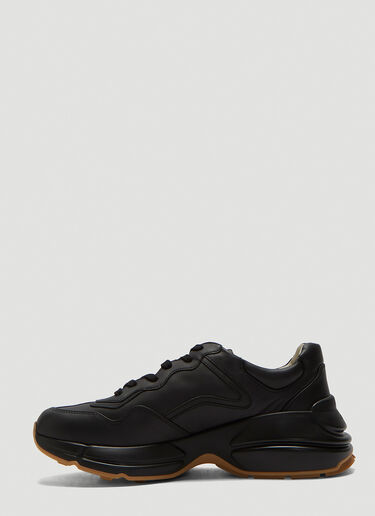 Gucci Rhyton Iridescent Logo Leather Sneakers Black guc0135049