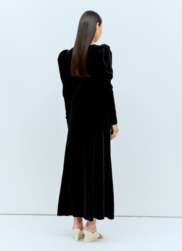 GANNI Velvet Jersey Puff Sleeve Maxi Dress Black gan0255101