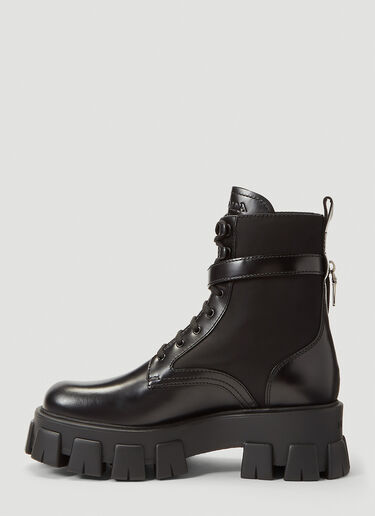 Prada Patch-Pocket Leather Ankle Boots Black pra0241042