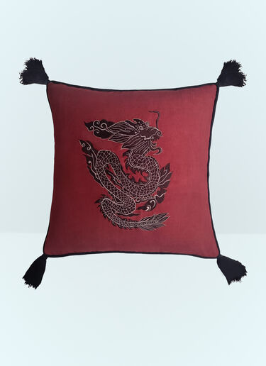 Dragon Embroidered cushion Les-Ottomans Dragon Embroidered cushion Red wps0691531
