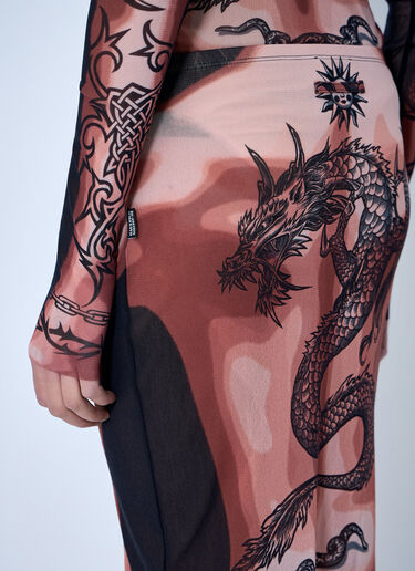 Jean Paul Gaultier Re-Edition Safe Sex Tattoo Long Skirt Brown jpg0264024