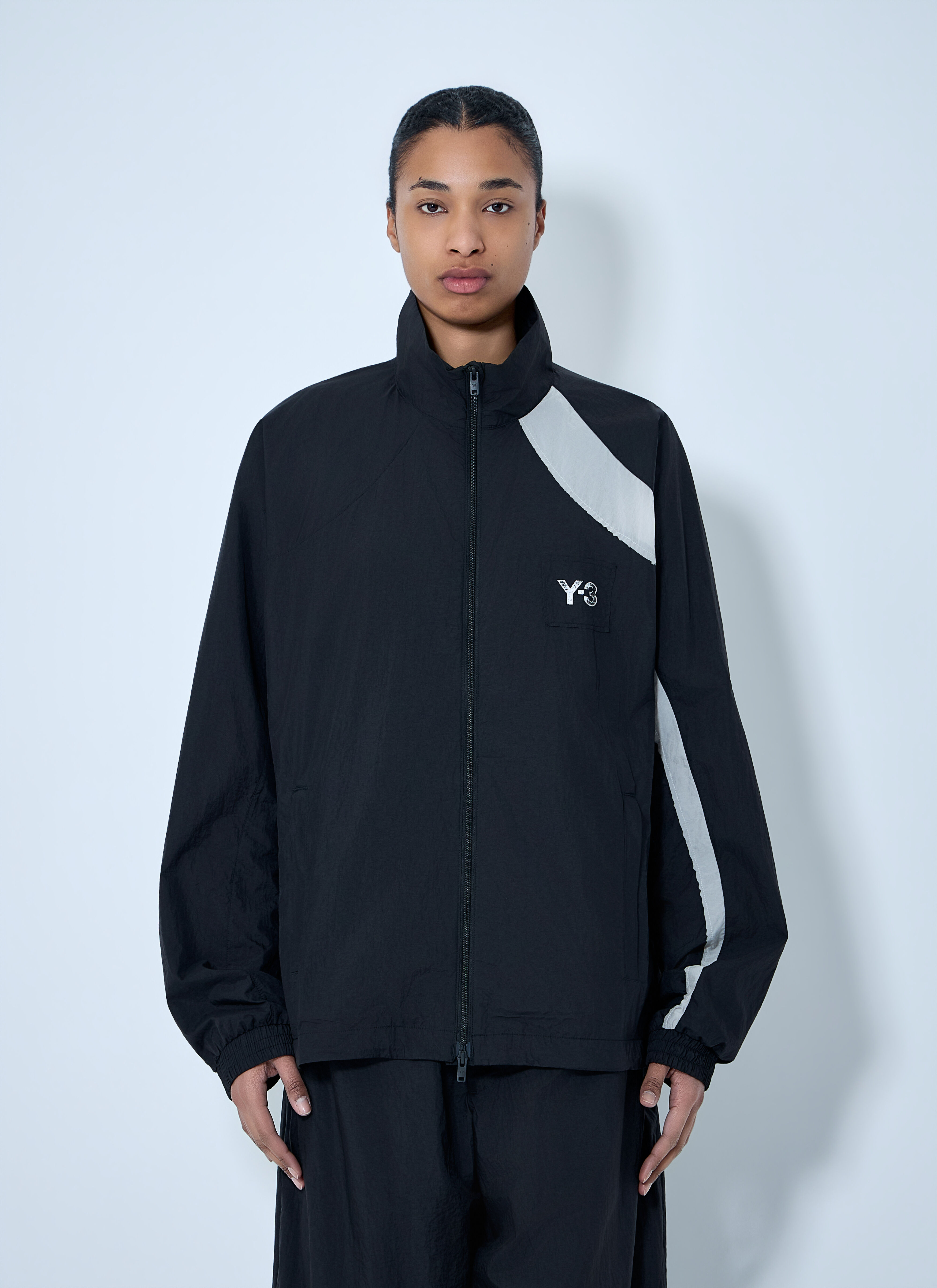Y-3 Women's' Raw Edge 3 Stripes Nylon Shell Jacket in Black | LN-CC®