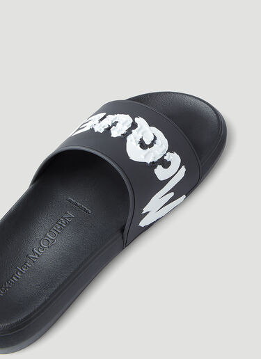 Alexander McQueen Embossed Logo Print Slides Black amq0147041