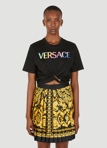 Versace セーフティピンレインボーロゴTシャツ ブラック vrs0249004
