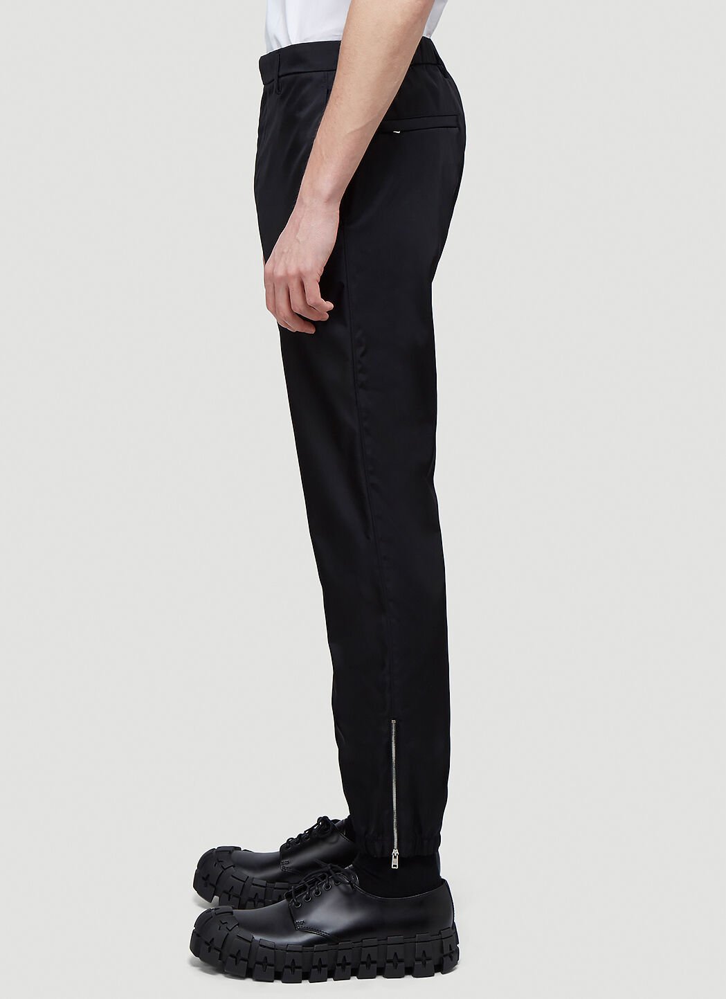 Prada Nylon Zipped Cuff Pants in Black LN CC