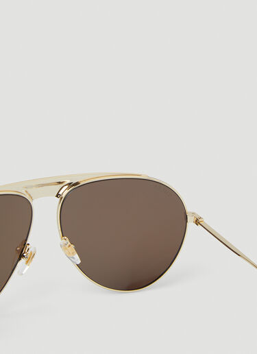 Gucci Logo Engraved Aviator Sunglasses Brown guc0145160