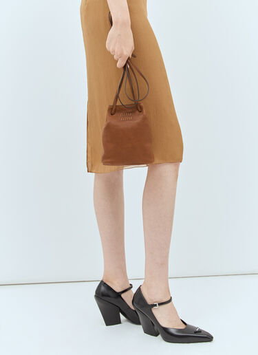 Miu Miu Nappa Leather Mini Bucket Bag Brown miu0258025